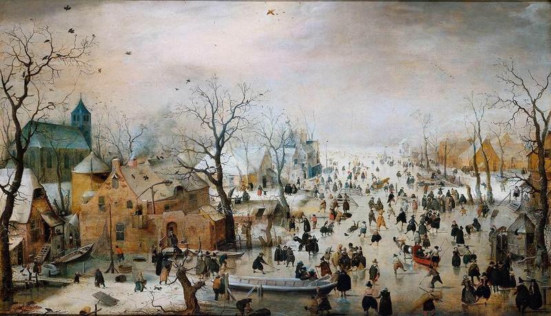 Hendrick Avercamp: Winterlandschap  met schaatsers 