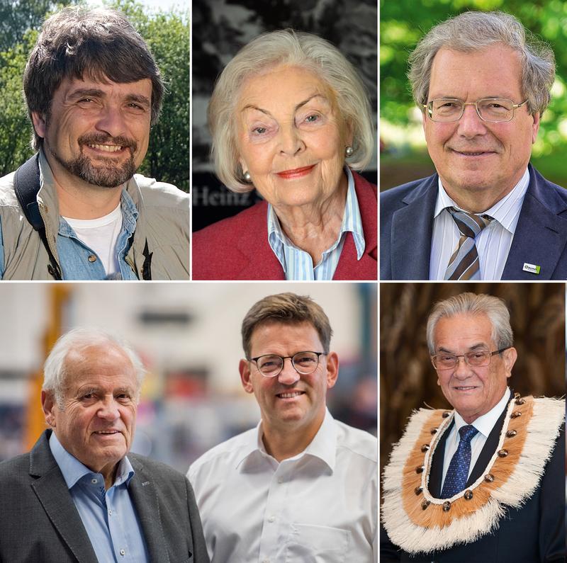 Deutscher Umweltpreis der DBU, Preisträger 2017: obere Reihe Inge Sielmann, Kai Frobel (l.), Hubert Weiger; untere Reihe Bernhard (l.) und Johannes Oswald: Ehrenpreis posthum: Tony de Brum (r.).