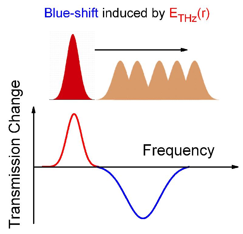 Blauverschiebung der soft mode hervorgerufen durch das elektrische Feld des THz-Impulses in einem Aspirinkristall