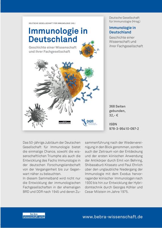 Anzeige zur DGfI-Festschrift „Immunologie in Deutschland - Geschichte einer Wissenschaft und ihrer Fachgesellschaft“