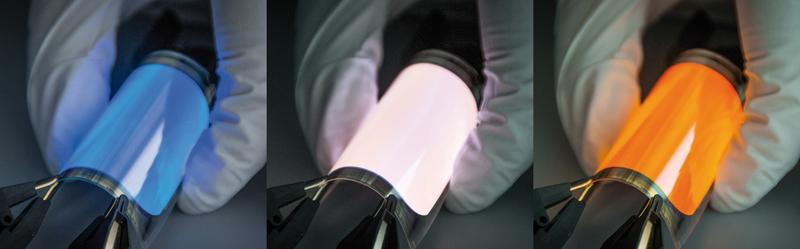 Farbvariable OLED auf flexiblem Kunststoffsubstrat