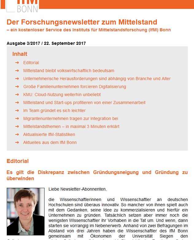 Alle 3 Monate kostenfrei - der Forschungsnewsletter des IfM Bonn