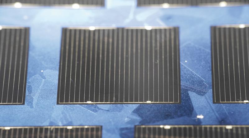 Photo of the world record multicrystalline silicon solar cell with 22.3 percent efficiency.