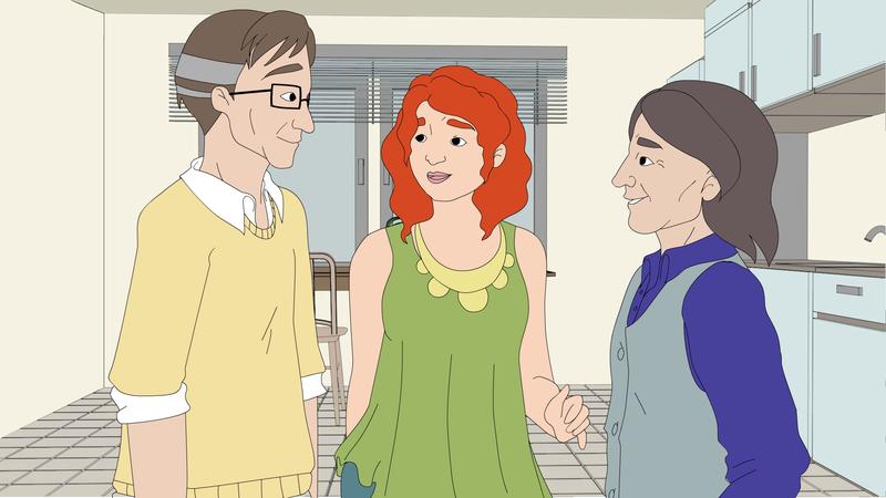 Sibel und Hagen klären eine Situation mit Verwaltungsmitarbeiterin Erna.