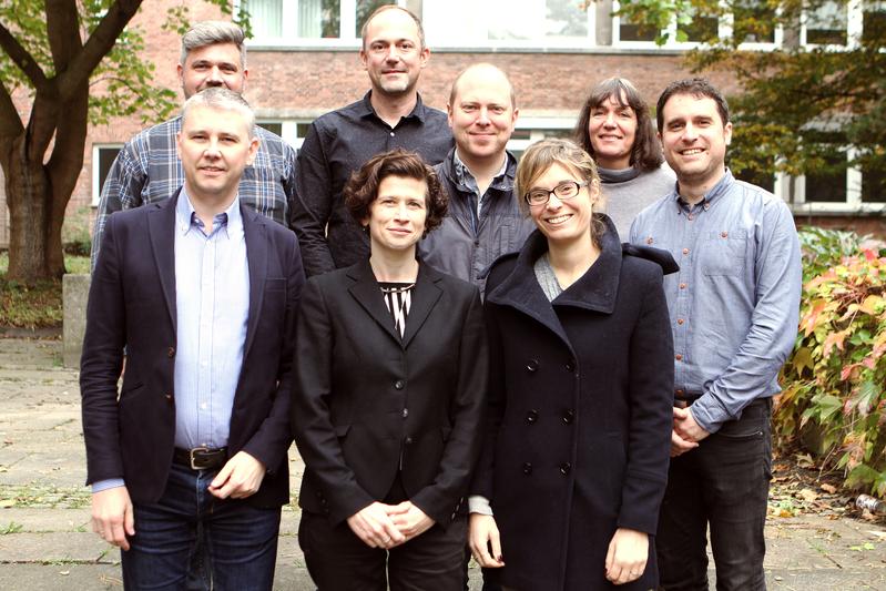C. Bech (Aarhus), M. Blömer (Aarhus), J. Leahy (Birmingham), Y. Mahé (Paris), S. Feuser (Kiel, back l. to r.), A. Duplouy (Paris), M. Zarmakoupi (Birmingham), Alexa Gallo (Paris, front l. to. r.)