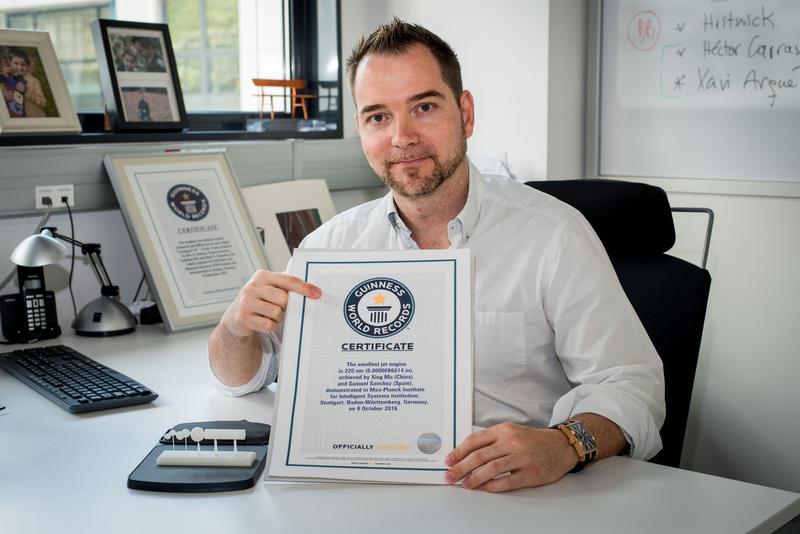 Dr. Samuel Sánchez is thrilled, just like last time he received a Guinness World Record for the smallest jet engine ever created.