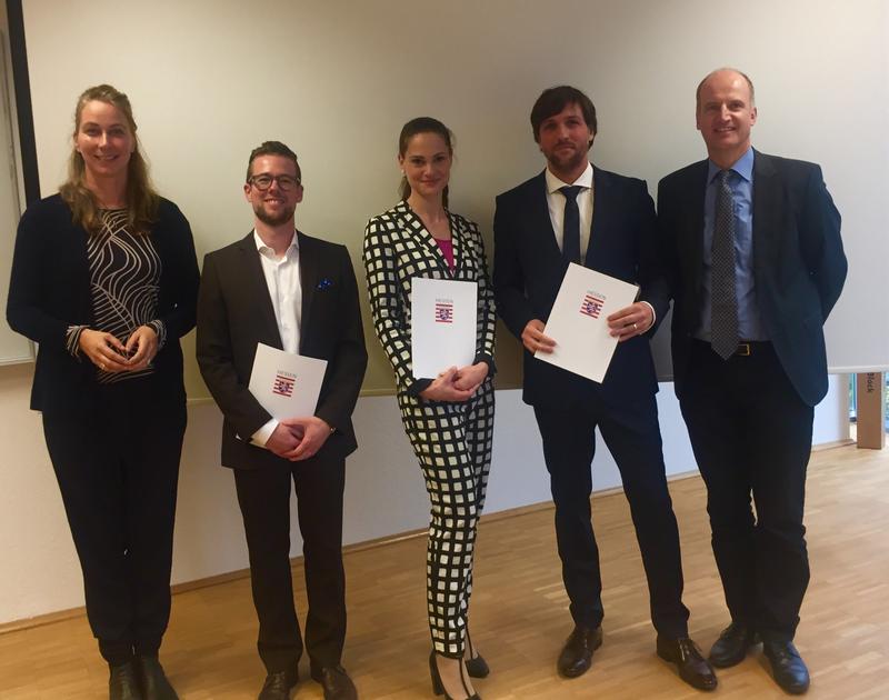 Neue Professoren an der Hochschule Fresenius: v.l.nr. Prof. Dr. Aretz, Prof. Dr. Frohn, Prof. Dr. Schneider, Prof. Dr. Oberländer, Prof. Dr. Engelsleben