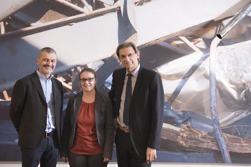 Im Bild v.l.n.r. Dekan Prof. Stefano Cesco, Prof. Angelika Peer und Rektor Prof. Lugli 