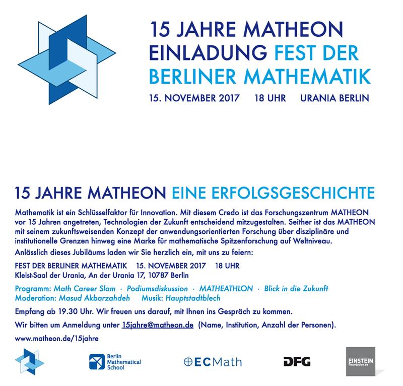 Einladung zum Fest der Berliner Mathematik
