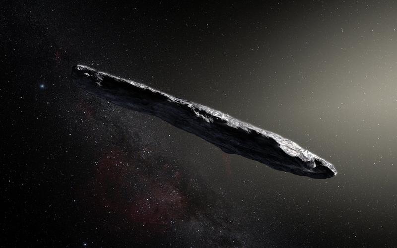 Künstlerische Darstellung des interstellaren Asteroiden `Oumuamua.