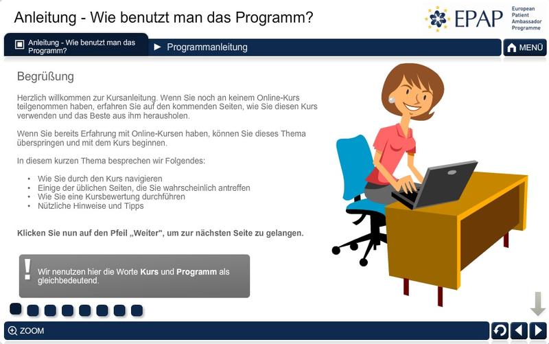 Startseite des Europäischen Patienten-Vertreter-Programmes (EPAP, Screenshot)
