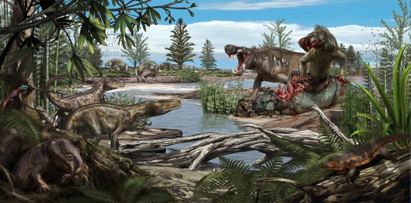 Eine Rekonstruktion des saftigen äquatorialen Ökosystems im späten Perm, vor rund 260 Millionen Jahren. 