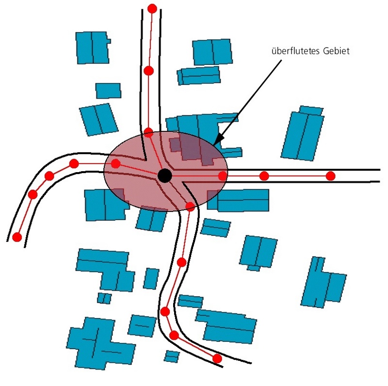 An Kreuzungspunkten im kommunalen Kanalnetz ist die Gefahr einer Überflutung groß. ©Fraunhofer ITWM