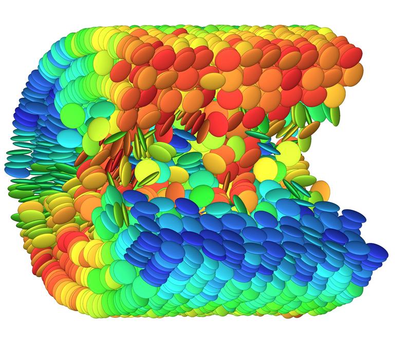 Blick in einen weitgehend geordneten Flüssigkristall in einer Nanopore. 