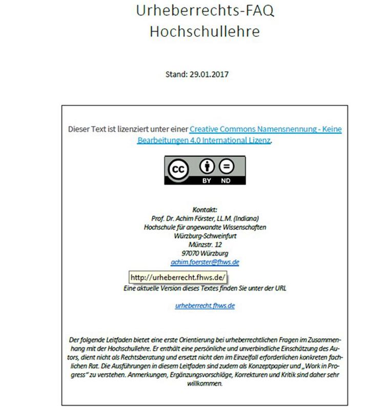 Screenshot des Titelblatts der FAQ-Sammlung 