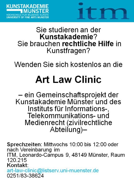 Plakat zur Eröffnung der "Art-Law-Clinic"