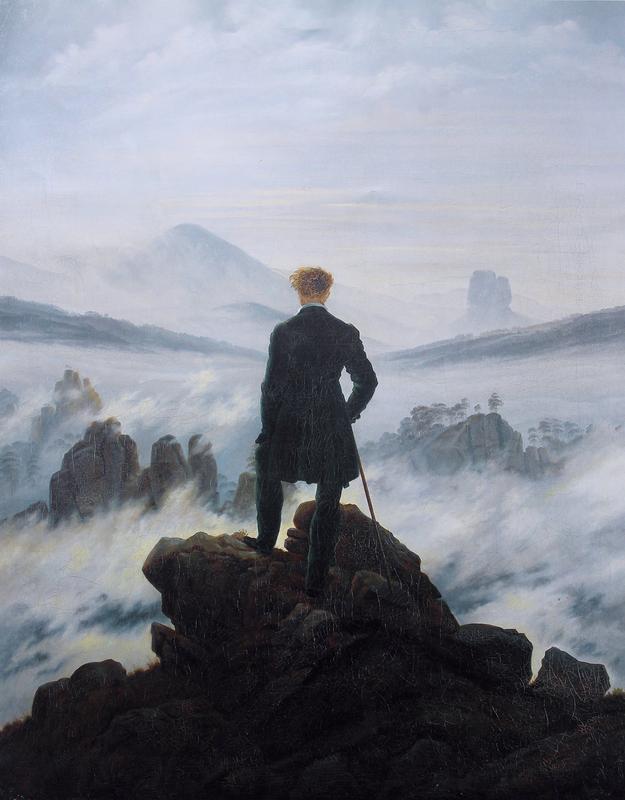 The traditional decoupling of man from nature, such as depicted by Caspar David Friedrich.