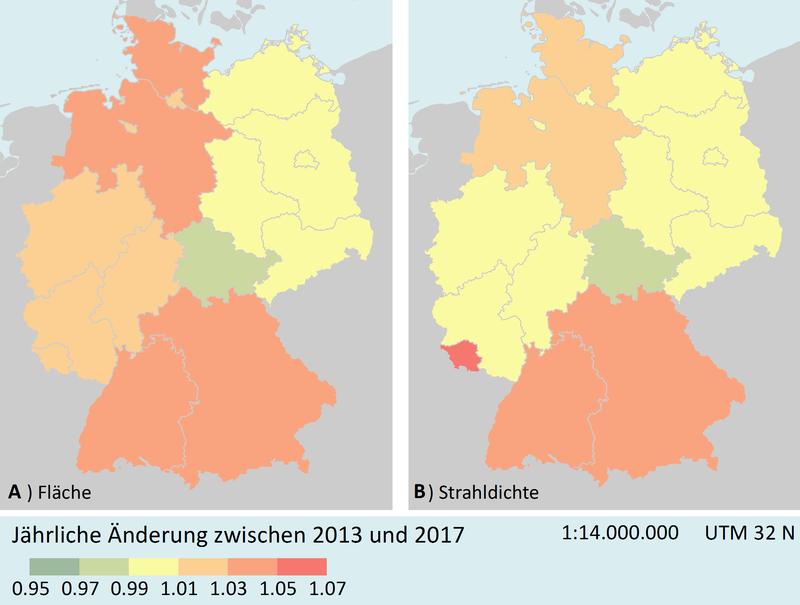 Lichtverschmutzung in Deutschland: In weiten Teilen nimmt sie zu, nur in Thüringen wurde es dunkler. 