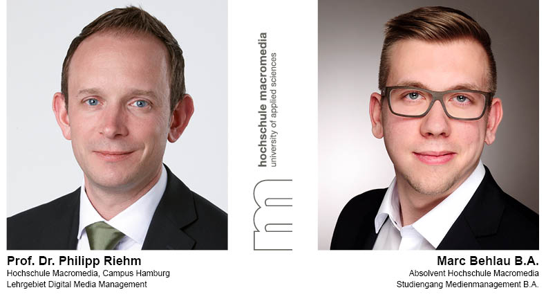 Prof. Dr. Philipp Riehm von der Hochschule Macromedia Hamburg und der Absolvent und Studienautor Marc Behlau.