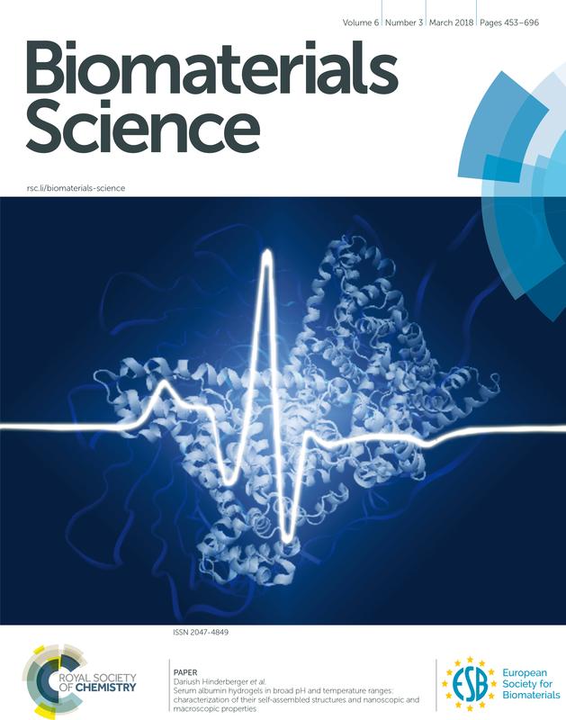 Die Forschungsarbeit der halleschen Chemiker ist auf dem Titelblatt der Zeitschrift "Biomaterials Science" zu sehen.