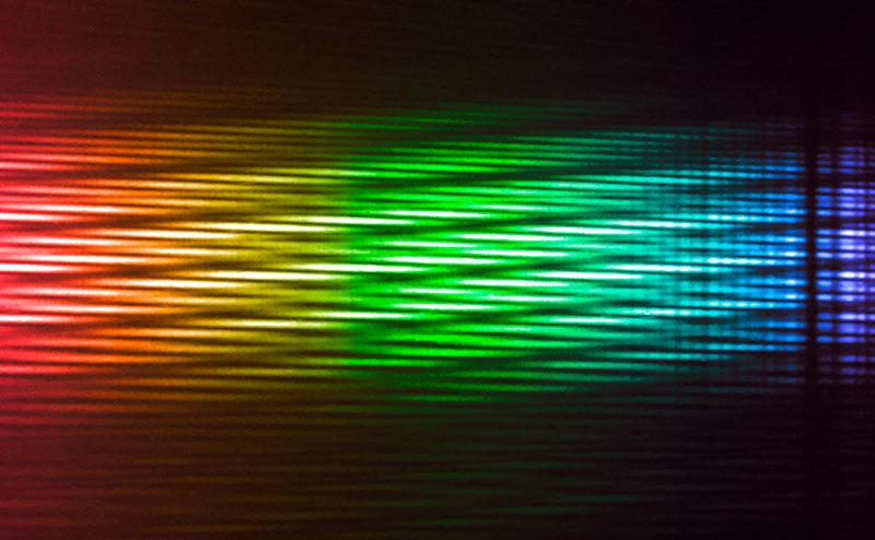 Four-telescope interferogram of Sirius recorded at “First light” observations on 18 February 2018 with VLTI-MATISSE. The image is a colourised version of the interferogram at infrared wavelengths. 