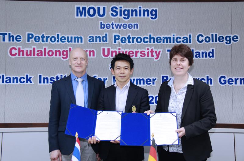 MPI for Polymer Research has signed MOUs for collaborations with Thai research institutes (fltr): Prof. Butt, Prof. Chirachanchai, Prof. Landfester