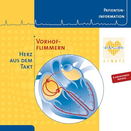 Titelseite der AFNET Patientenbroschüre "Vorhofflimmern - Herz aus dem Takt"