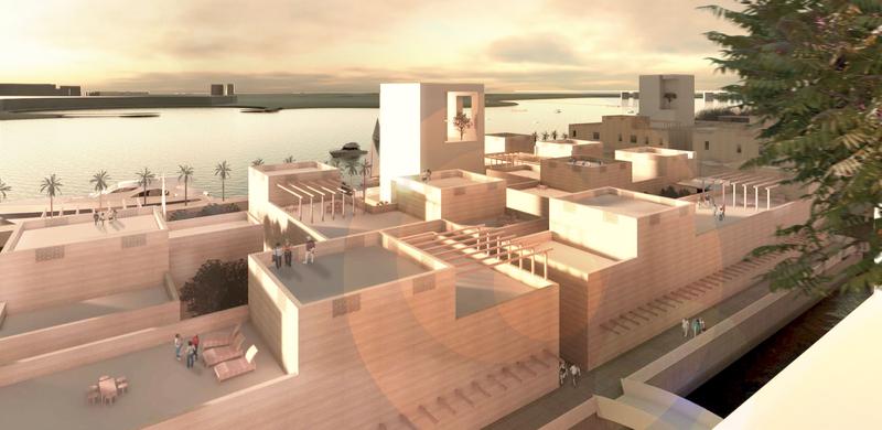 Virtuelle Ansicht des geplanten neuen Stadtquartiers in Dubai. Entwurf der h_da-Studenten Tobias Bretz und Dill Khan
