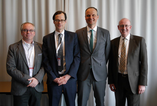 Der neue AFNET Vorstand (v.l.n.r.): Prof. Ulrich Schotten, Prof. Stephan Willems, Prof. Paulus Kirchhof, Prof. Andreas Goette