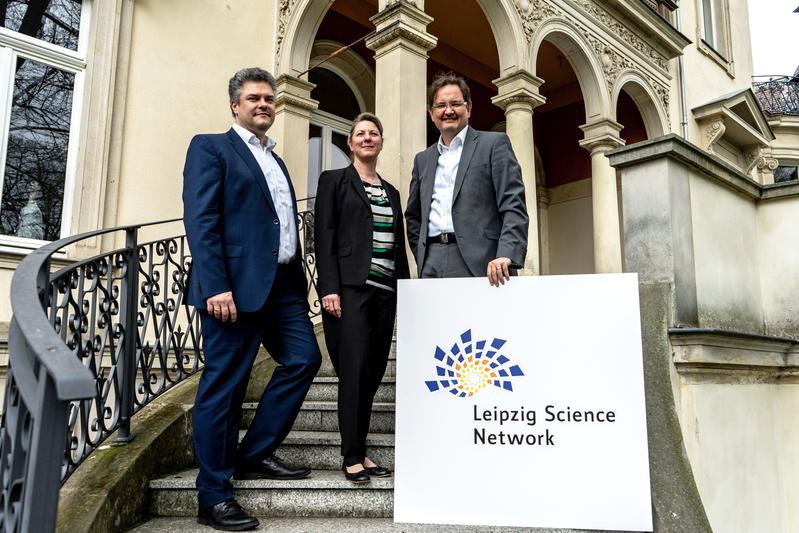 Der Vorstand des Leipzig Science Network: Daniel Mayer (DBFZ), Claudia Kostka (TROPOS) Oliver Grimm (HMT Leipzig) (v.l.n.r.)