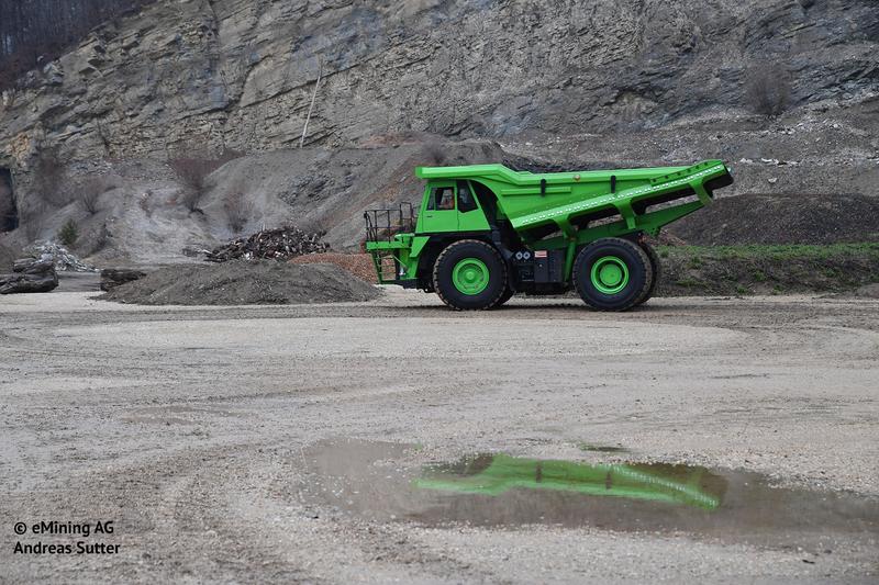 The eDumper at work in the quarry.