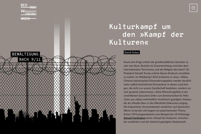 Die USA nach dem 11. September 2001 ist eine der „bedrohten Ordnungen“, die in der virtuellen Ausstellung vorgestellt werden.