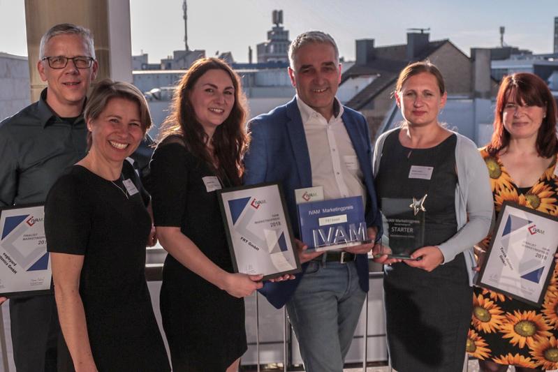 Michael Kneier und Sandra Chudek von eagleyard Photonics, Christina Jede und Dr. Thomas Fries von FRT, Monika Lelonek von SmartMembranes und Dr. Mareike Haaß von TURCK duotec. (v.l.n.r.)