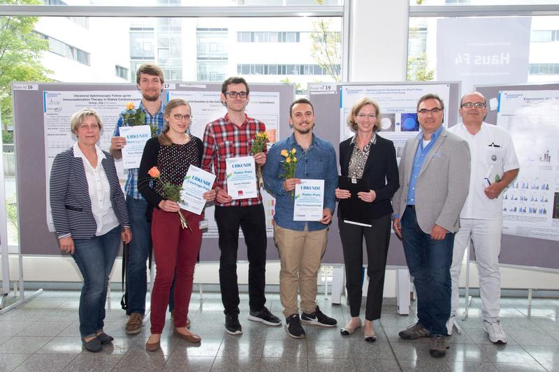 Die Akteure des Tages: Dr. Katrin Hoffmann, Tom Flossmann, Katrin Carow, Aurel Maloku, Mark Schaarschmidt, Prof. Dr. Andrea Wittig, Prof. Dr. Carsten Hoffmann und Prof. Dr. Daniel Meller (v.l.).