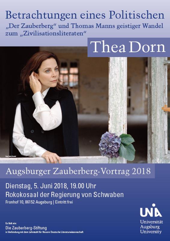Referentin des vierten Augsburger Zauberbergvortrags ist Thea Dorn.