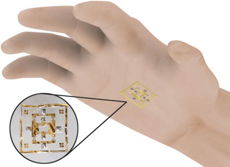 Auf der hauchdünnen Folie, die sich an die Handinnenfläche wie eine zweite Haut anschmiegt, befinden sich Sensoren, die den Menschen einen magnetischen sechsten Sinn verleihen könnten.