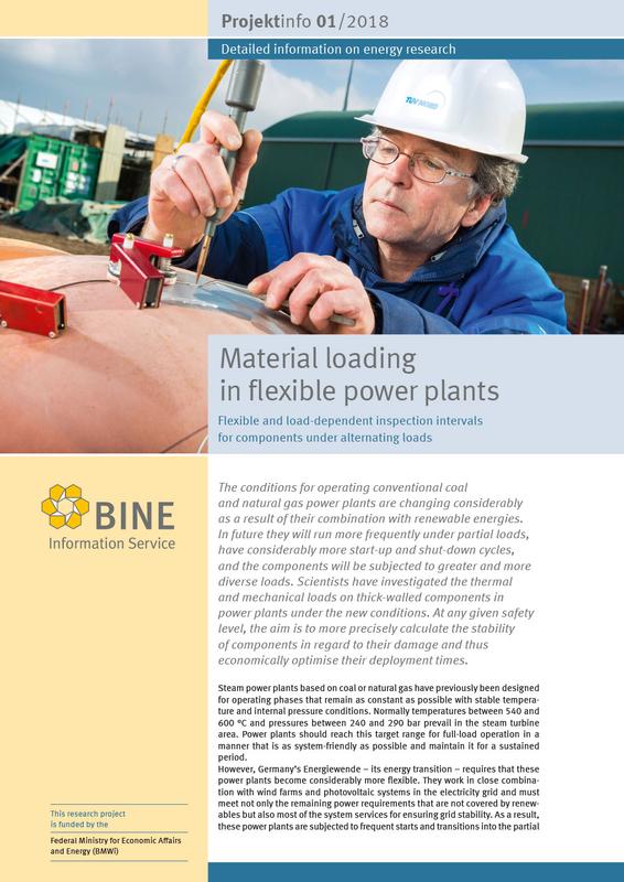 The BINE-Projektinfo brochure entitled "Material loading in flexible power plants"