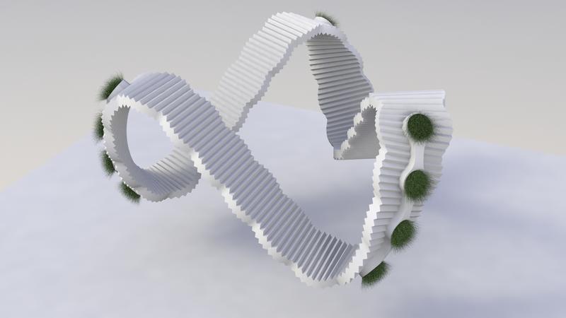 Artistic depiction of a triple twisted Moebius molecule for Kiel University