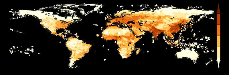 Annually, 4.55 million people lose their lives due to ambient air pollution. The graphic shows the mortality rate in individual per area of 1,000 km2 and year.