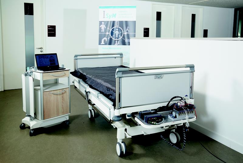 Das Stiegelmeyer-Klinikbett mit dem Messsystem zur Erfassung der Liegeflächendruckverteiler.