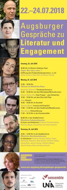 Sollen künftig jährlich Teil des Kuturprogramms zum Augsburger Hohen Friedensfest sein: die Augsburger Gespräche zu Literatur und Engagement.