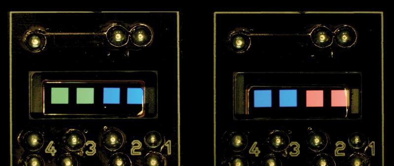 Mit Elektronenstrahl mikrostrukturierte Test-OLEDs auf Siliziumsubstrat