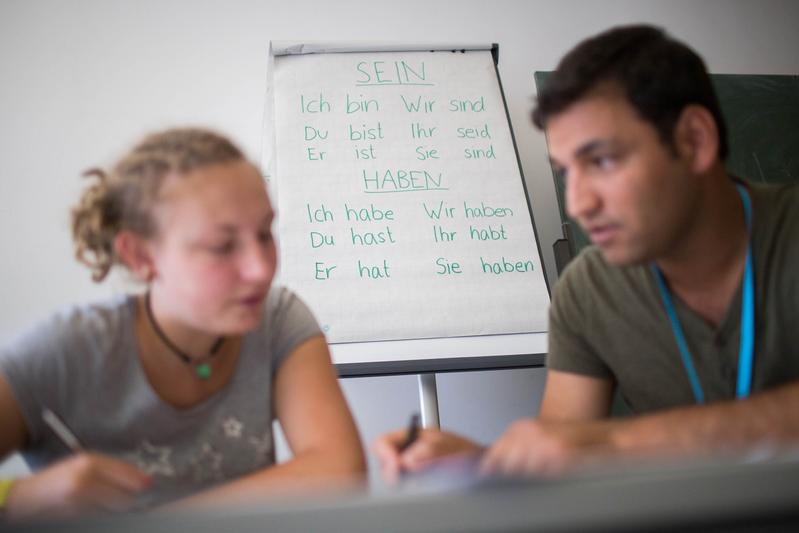 Sprachkurs an der KU bei einer Sommerschule für Geflüchtete.