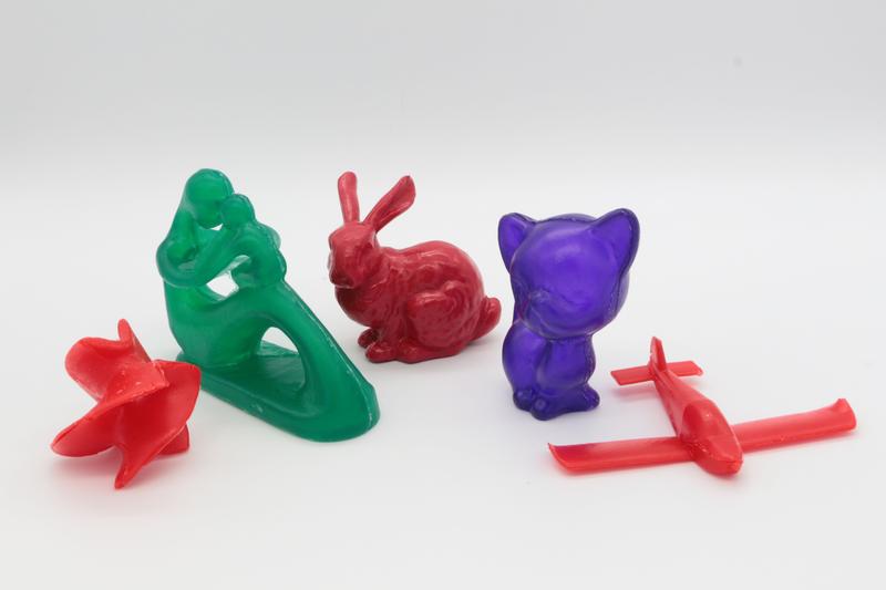 Objects created using the new design tool using resin casting or injection molding. 