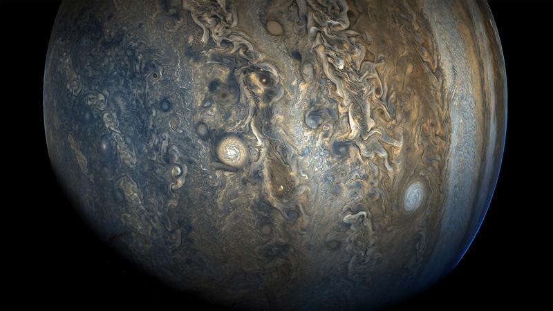Jupiter’s southern hemisphere photographed by NASA’s Juno spacecraft. 