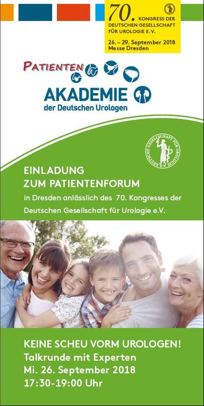 Patientenforum in Dresden:  26. September 2018 in der Aula des Forschungszentrums für regenerative Therapien Dresden (CRTD) von 17.30 bis 19 Uhr 