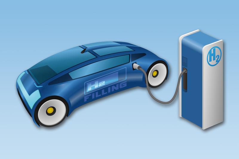 Schema einer Wasserstofftankstelle als Anwendungsszenario für Drucksensoren mit Isolationsschichten