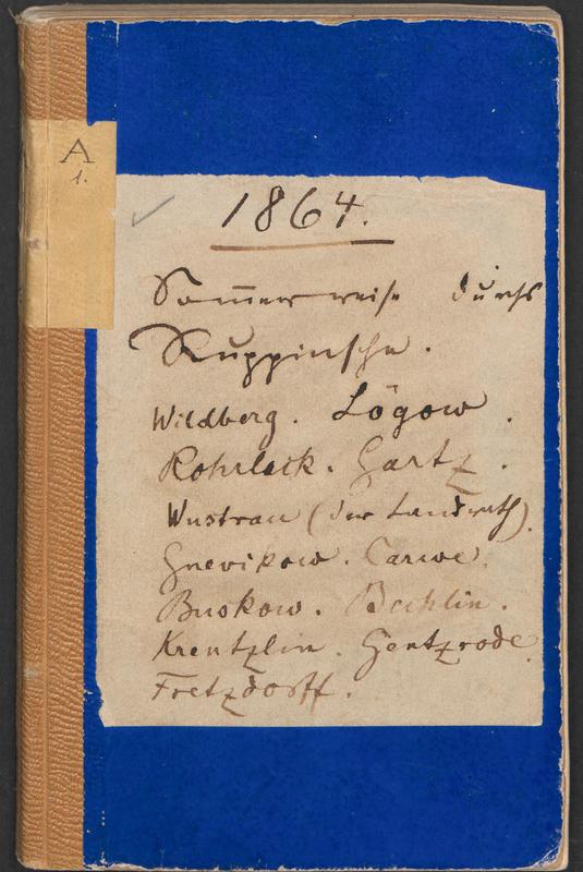 Fontane-Notizbuch A1 (Cover): Sommerreise durchs Ruppinsche 1864