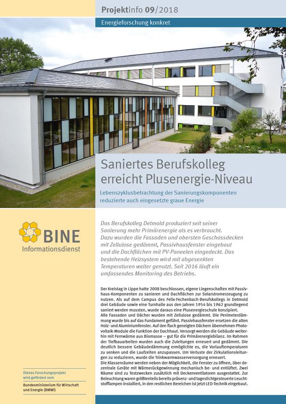 Das BINE-Projektinfo „Saniertes Berufskolleg erreicht Plusenergie-Niveau“ 