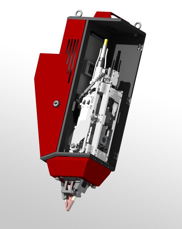 Bearbeitungskopf »LMD-W-20-L« zum drahtbasierten Laserauftragschweißen.